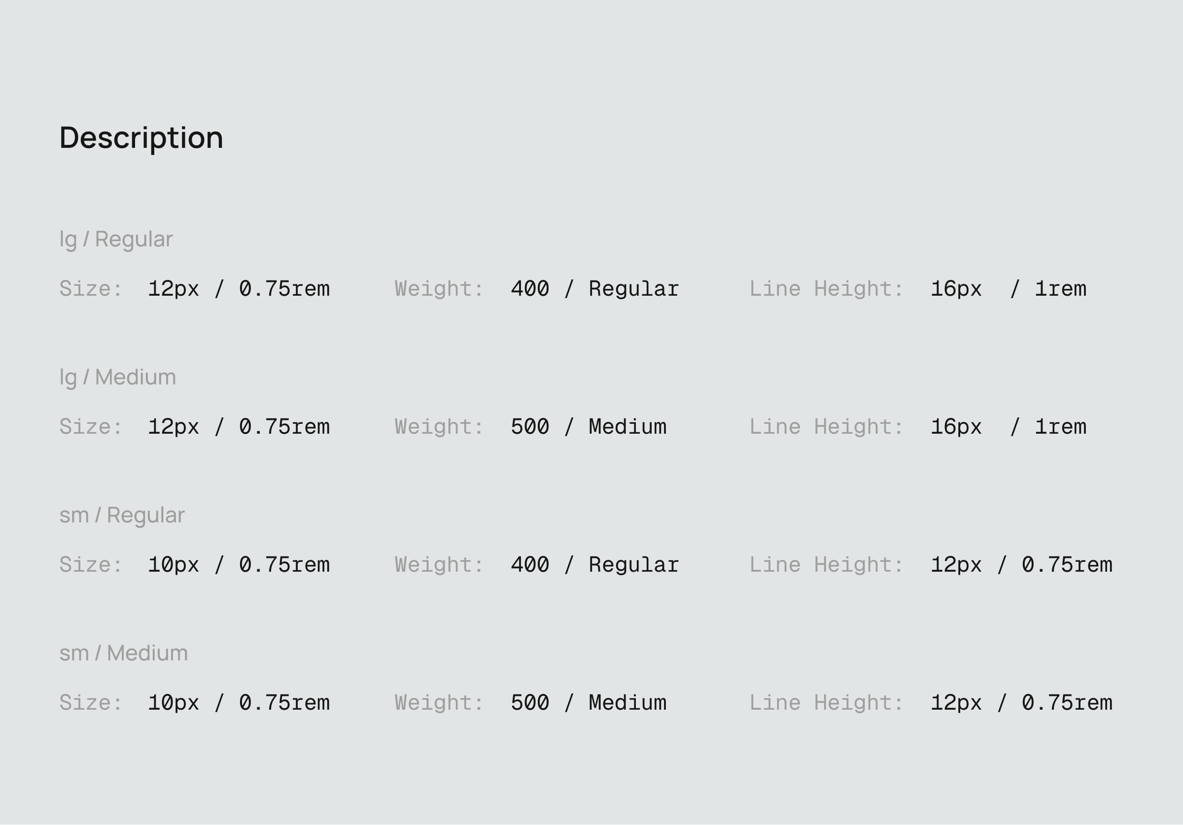 Design System description type scale